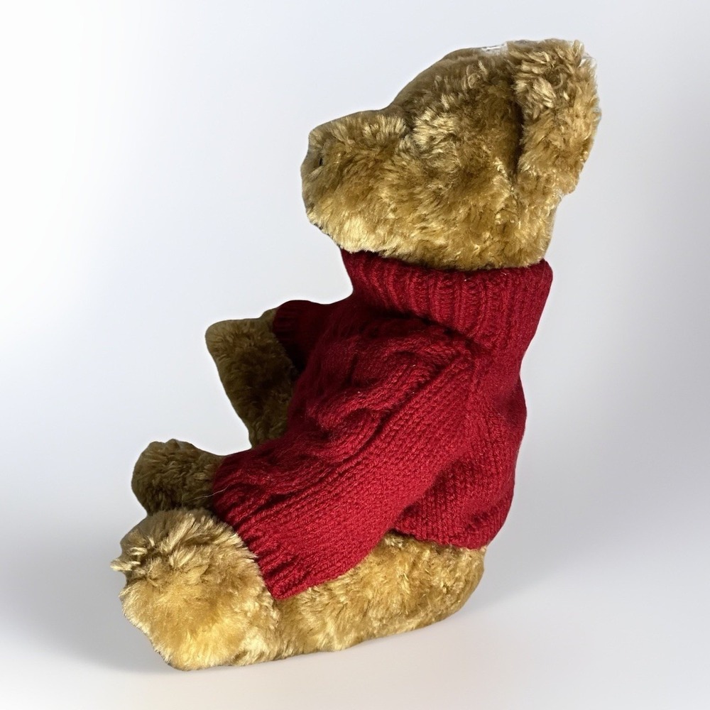 Vintage 18 Inch Teddy Bear Y2K Presidents Choice 'Jaden' Red‎ Cable Knit Sweater - Picture 2 of 6